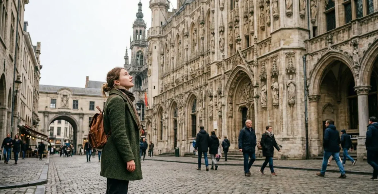 Voyageur culturel admirant l'architecture historique d'une ville européenne
